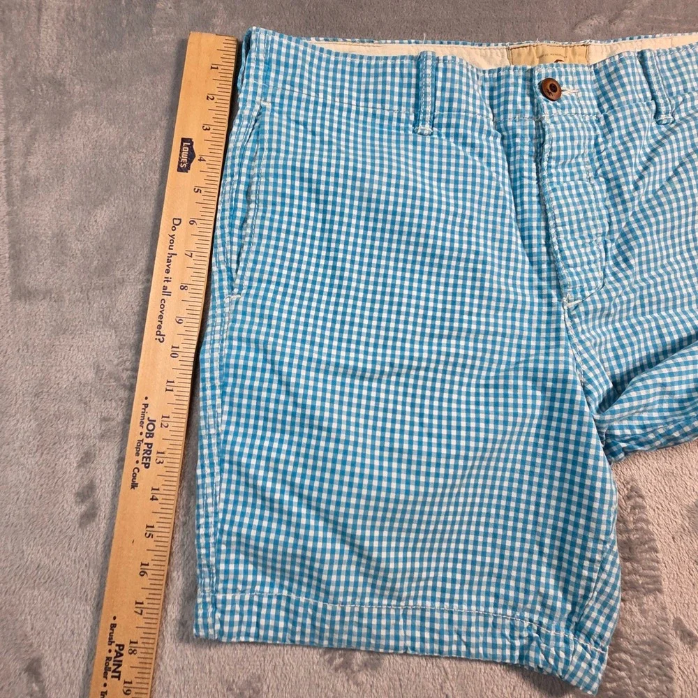 Hollister Gingham Shorts Mens 36 Blue Excellent Classic Preppy Summer Plaid